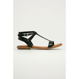 Kožené sandály Tommy Hilfiger dámské, černá barva