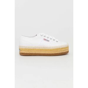 Espadrilky Superga bílá barva, na platformě