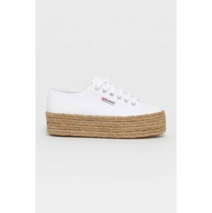 Espadrilky Superga bílá barva, na platformě