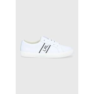 Boty Lauren Ralph Lauren bílá barva, na plochém podpatku