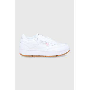 Kožené boty Reebok Classic Club C Double FV5658 bílá barva, na plochém podpatku, FV5658.100001198-WHT/WHT