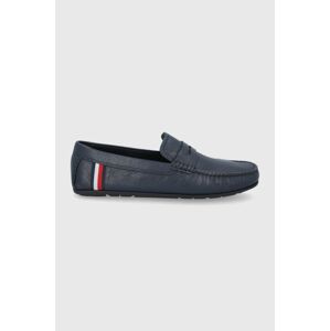 Kožené mokasíny Tommy Hilfiger pánské, tmavomodrá barva