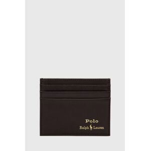 Kožené pouzdro na karty Polo Ralph Lauren pánský, hnědá barva
