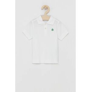 Dětské polo tričko United Colors of Benetton bílá barva, hladké