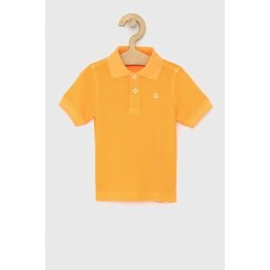 Dětské polo tričko United Colors of Benetton oranžová barva, hladké