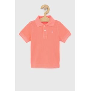 Dětské polo tričko United Colors of Benetton růžová barva, hladké