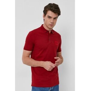 Bavlněné polo tričko Hugo červená barva, s aplikací