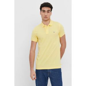 Polo tričko Gant pánské, žlutá barva, hladké