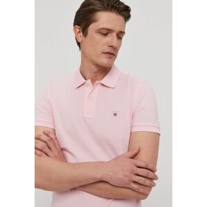 Polo tričko Gant pánské, růžová barva, hladké