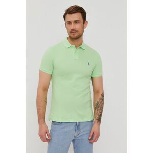 Polo tričko Polo Ralph Lauren pánské, zelená barva, hladké