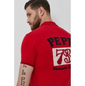 Polo tričko Pepe Jeans Fell pánské, červená barva, hladké