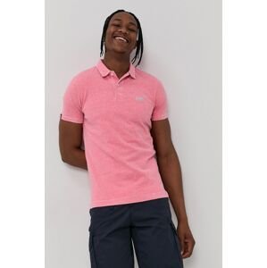 Polo tričko Superdry pánské, růžová barva, hladké