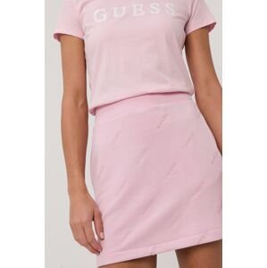 Sukně Guess růžová barva, mini, jednoduchá