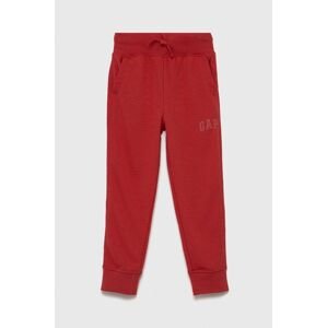 Dětské kalhoty GAP červená barva, hladké