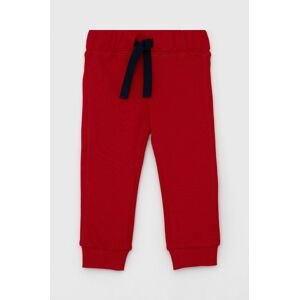 Dětské kalhoty United Colors of Benetton červená barva, hladké