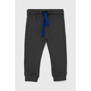 Dětské kalhoty United Colors of Benetton šedá barva, hladké