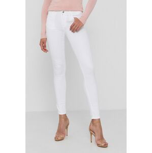 Kalhoty Guess dámské, bílá barva, přiléhavé, medium waist
