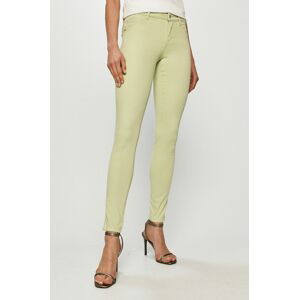 Kalhoty Guess dámské, zelená barva, přiléhavé, medium waist