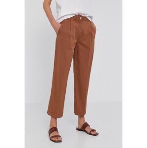 Kalhoty MAX&Co. dámské, hnědá barva, jednoduché, high waist