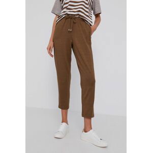 Kalhoty Max Mara Leisure dámské, hnědá barva, jednoduché, medium waist