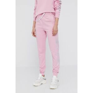 Kalhoty Karl Lagerfeld dámské, růžová barva, s aplikací