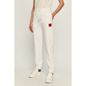 Kalhoty Hugo dámské, bílá barva, hladké, 50455983
