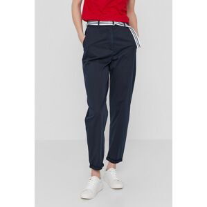 Kalhoty Tommy Hilfiger dámské, černá barva, široké, high waist