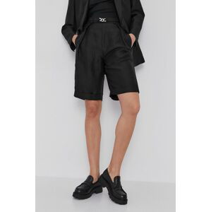 Kraťasy The Kooples dámské, černá barva, hladké, high waist