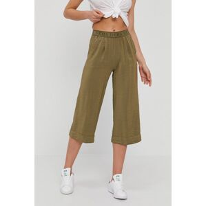 Kalhoty Deha dámské, zelená barva, střih culottes, high waist