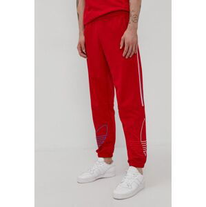 Kalhoty adidas Originals pánské, červená barva, hladké