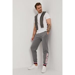 Kalhoty Tommy Hilfiger pánské, šedá barva, s aplikací
