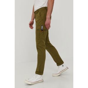 Kalhoty Tommy Jeans pánské, zelená barva, jednoduché
