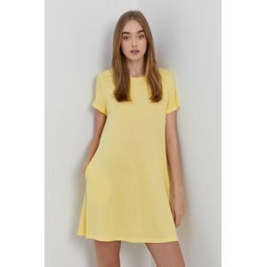 Bavlněné šaty Only žlutá barva, mini, áčkové
