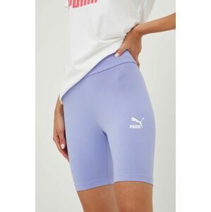 Kraťasy Puma dámské, fialová barva, s potiskem, high waist, 530234-01