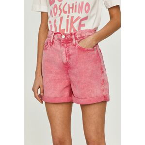 Džínové šortky Calvin Klein Jeans dámské, růžová barva,
