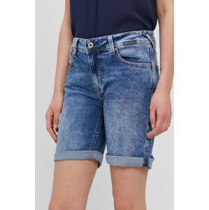 Džínové šortky Pepe Jeans dámské, hladké, medium waist