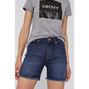 Džínové šortky Dkny dámské, tmavomodrá barva, hladké, medium waist