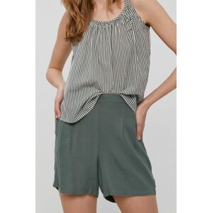 Kraťasy Vero Moda dámské, zelená barva, hladké, high waist