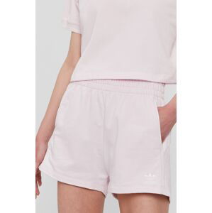 Kraťasy adidas Originals H56440 dámské, růžová barva, hladké, high waist