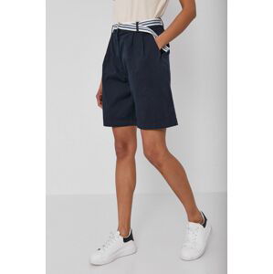 Kraťasy Tommy Hilfiger dámské, tmavomodrá barva, hladké, high waist