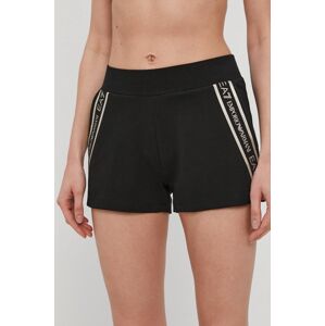 Kraťasy EA7 Emporio Armani dámské, černá barva, s potiskem, medium waist