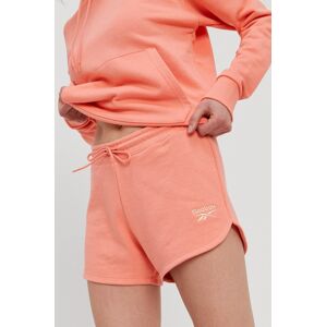 Kraťasy Reebok dámské, růžová barva, hladké, medium waist