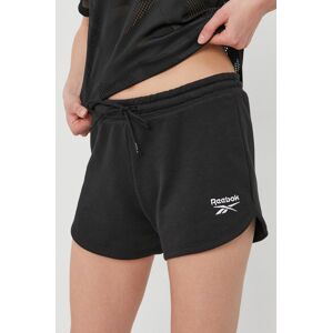 Kraťasy Reebok GL2554 dámské, černá barva, hladké, medium waist, GL2554-BLACK