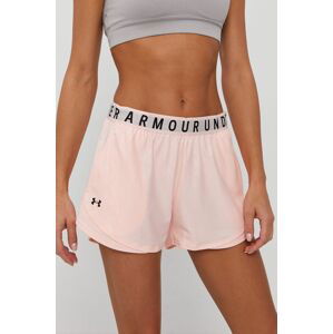 Kraťasy Under Armour dámské, růžová barva, hladké, medium waist