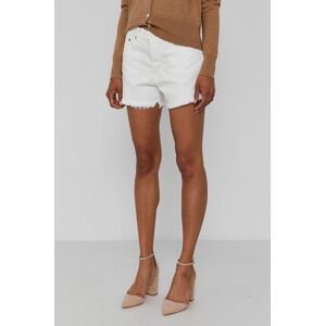Džínové šortky Polo Ralph Lauren dámské, bílá barva, hladké, high waist