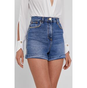 Džínové šortky Elisabetta Franchi dámské, s aplikací, high waist