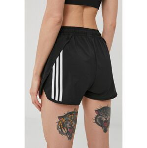 Kraťasy adidas dámské, černá barva, hladké, medium waist