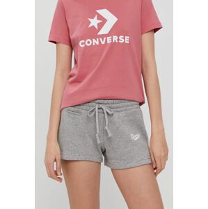 Kraťasy Converse dámské, šedá barva, melanžové, medium waist