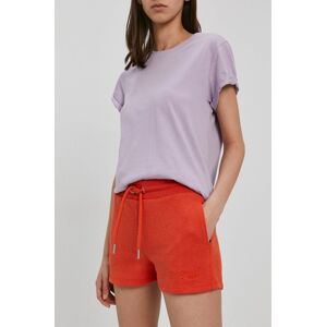 Kraťasy Superdry dámské, oranžová barva, hladké, medium waist