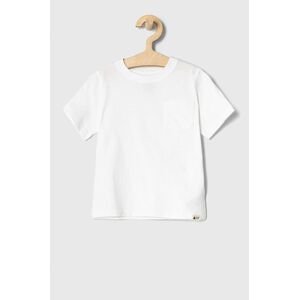 Dětské bavlněné tričko GAP bílá barva, hladké